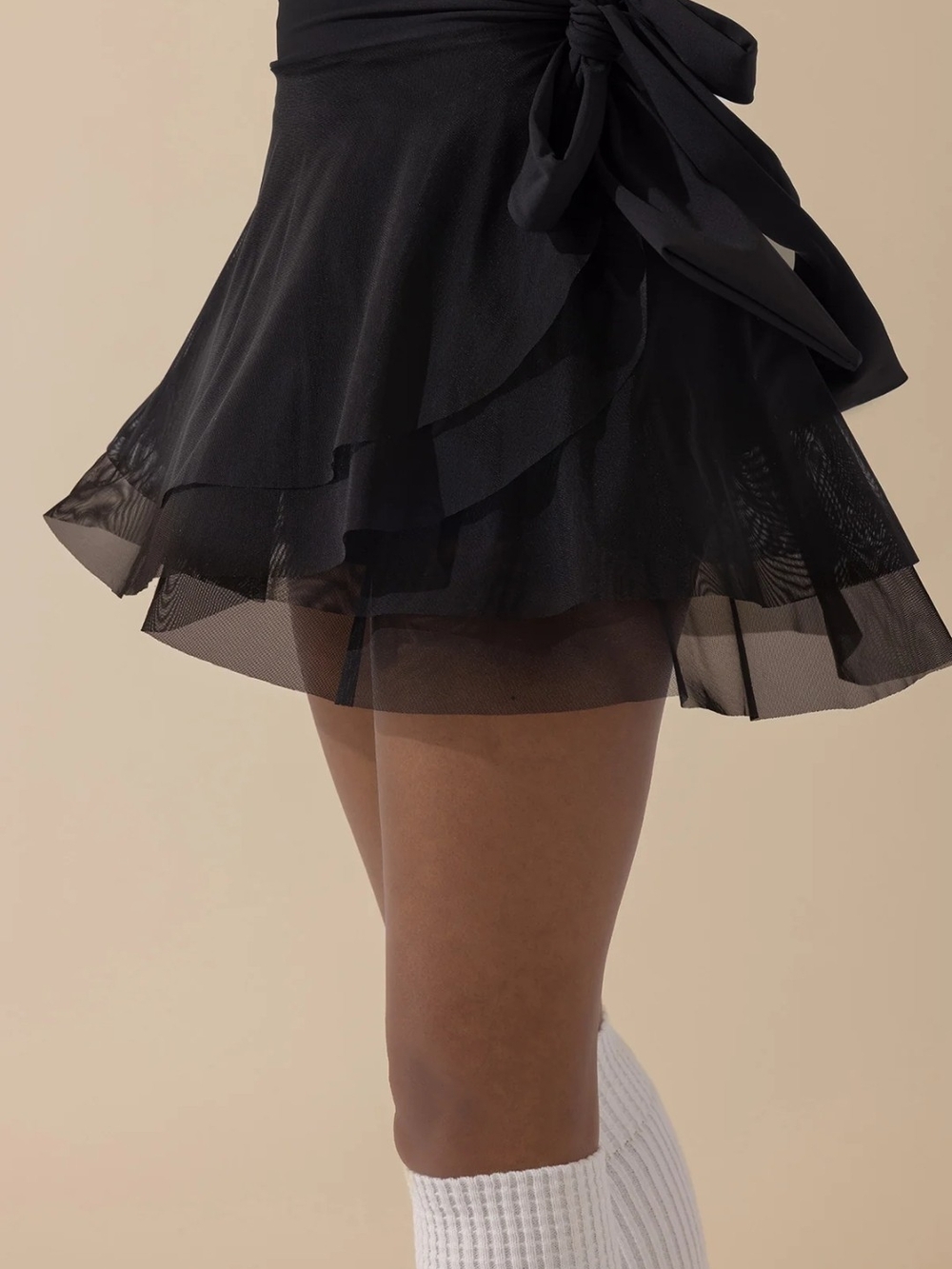 Black Tiered Mesh Mini Skirt - Women